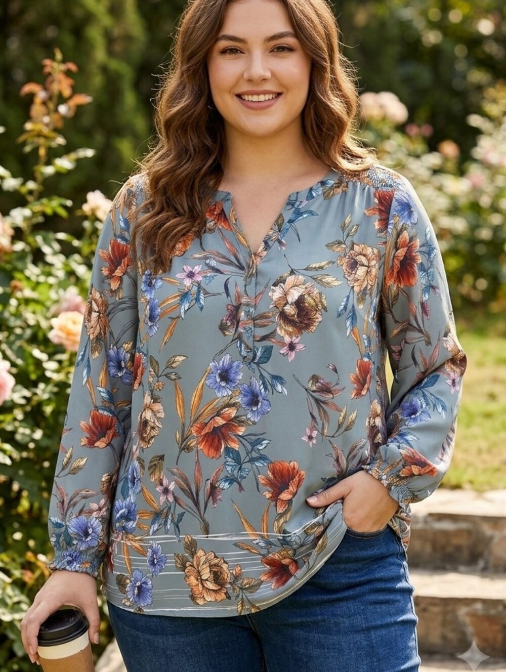 Cj Banks Floral Pullover Top Womens Size 2x Boho Festive‎ Colorful Vacation